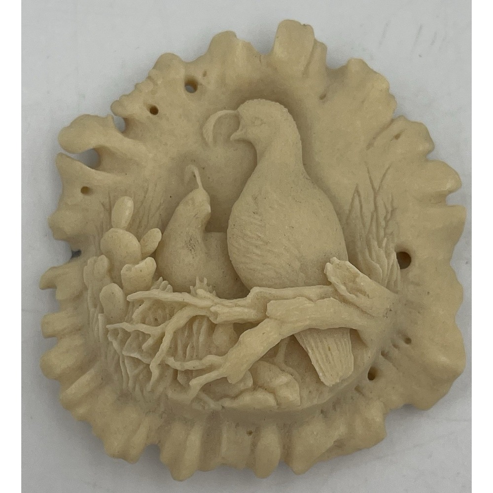 Rasmussen Vtg. 1986 Cast Antler Wildlife Relief Carving Quail Signed Unpainted